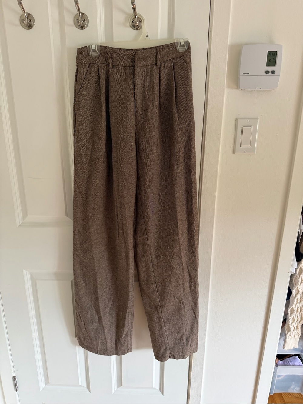 Women's Pleated Wide-Leg Trousers in Brown
